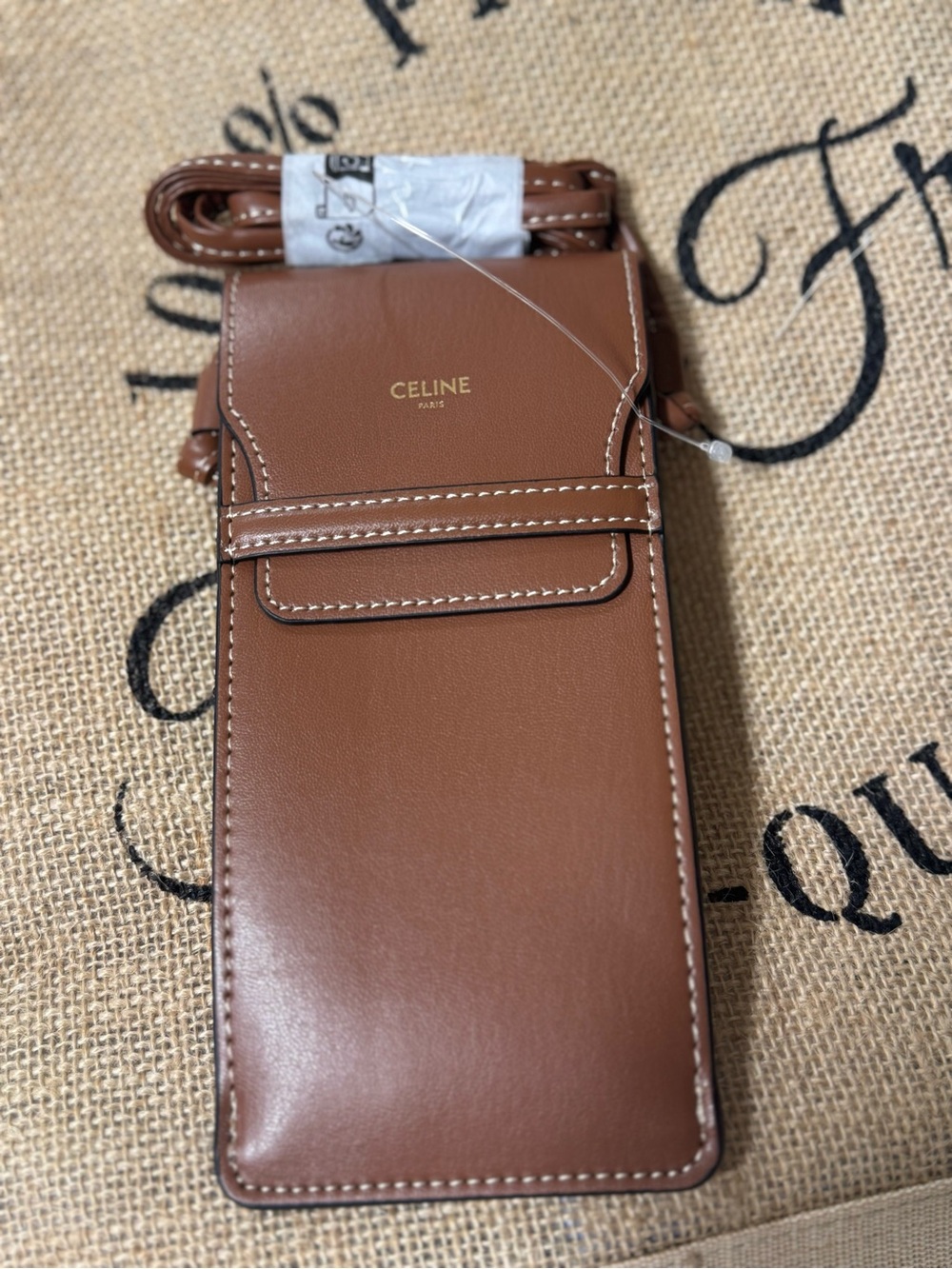 NWT Celine Smooth Calfskin Phone/Sunglasses Crossbody Pouch Brown